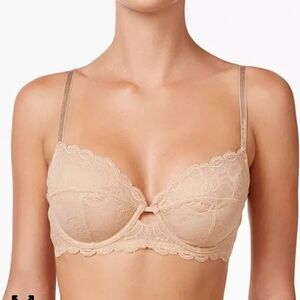 42C Calvin Klein Womens Seductive Comfort Unlined Lace Bra Bare Beige
